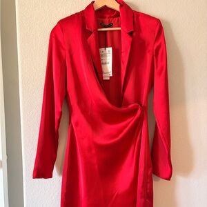 Zara Red Long Sleeve Dress